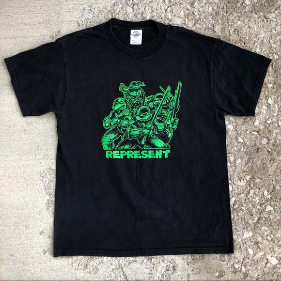 early 2000s black ninja turtles graphic t shirt